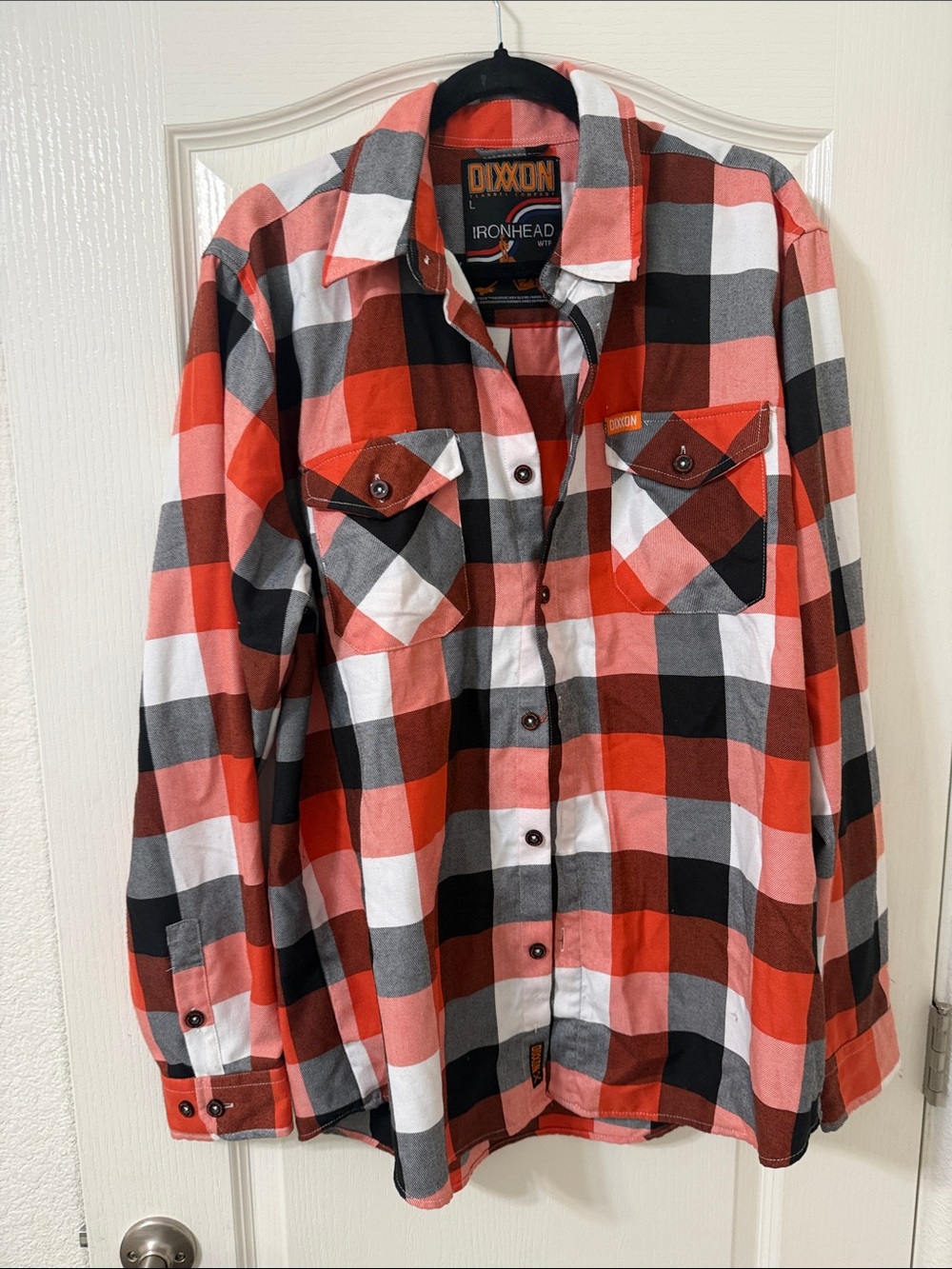 DIXXON Red White and Black Buffalo Plaid Button-Down Shirt NWOT